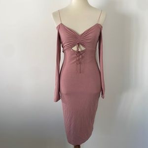 T by Alexander Wang Pink Long Sleeve Cut out Off the Shoulder Dress size Medium